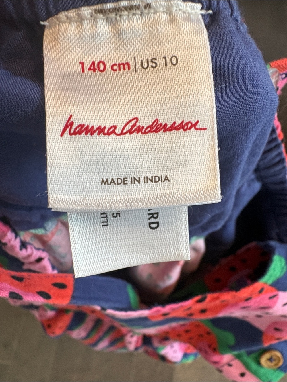 Hanna Andersson Navy Dress with Pink and Red Strawberry Print - Picture 2 of 2